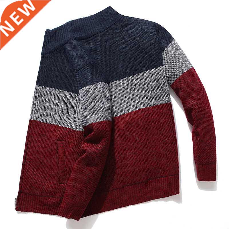 2022 New Cardigan Men Sweater Striped Grey Men's Sweater Ove