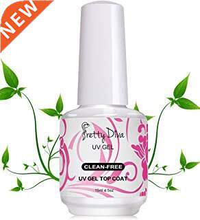 PrettyDiva No Wipe Top Coat - 0.5 Oz No Cleanse UV Led Light