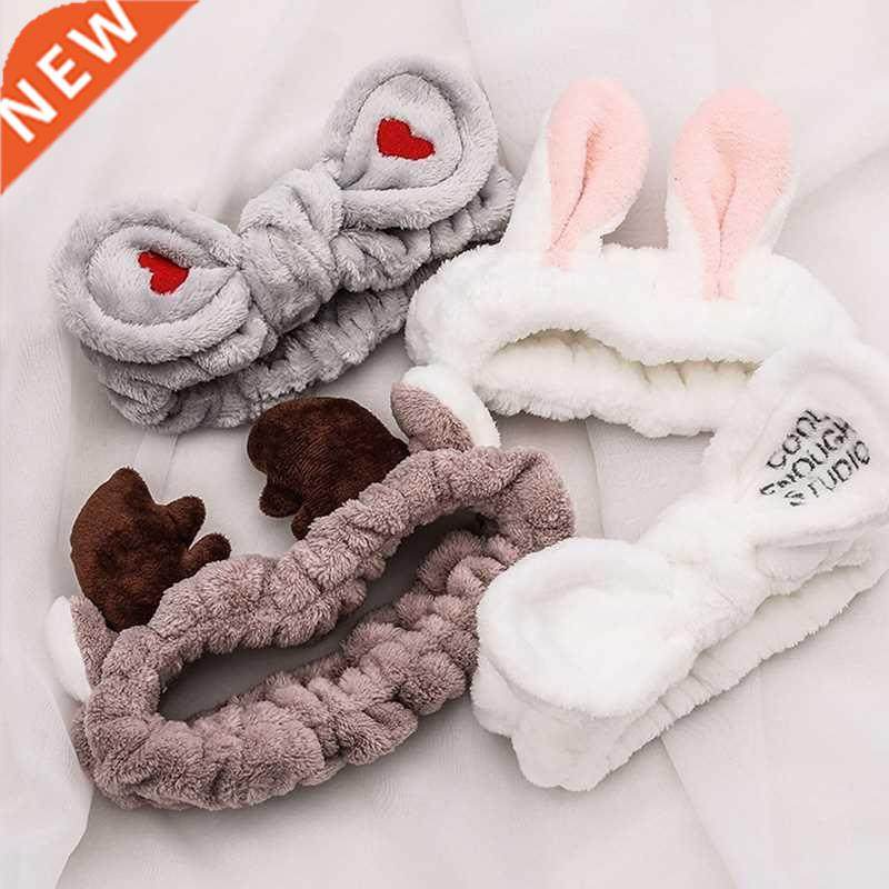 Wash Face Hair Holder Hairbands Soft Warm Coral Fleece Bow A