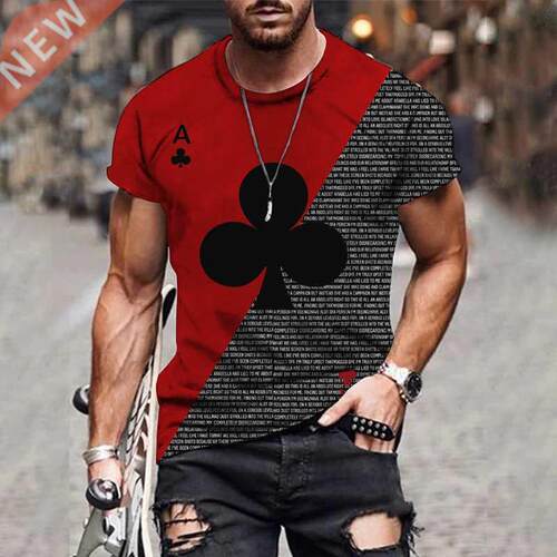 New summer t shirt Plum blossom A poker Print Men's T-Shirt
