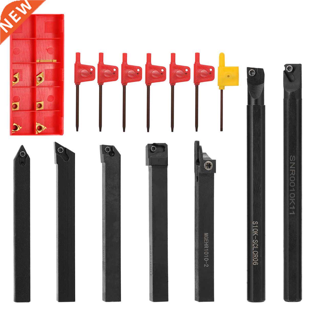 7pcs 10mm Shank Lathe Cutter Turning Tool Holder Boring B