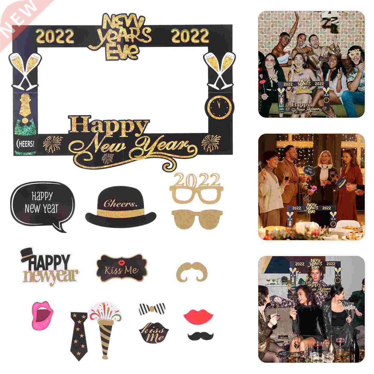 1 Set of New Year Party Photo Frame Paper Wood Hand Holding