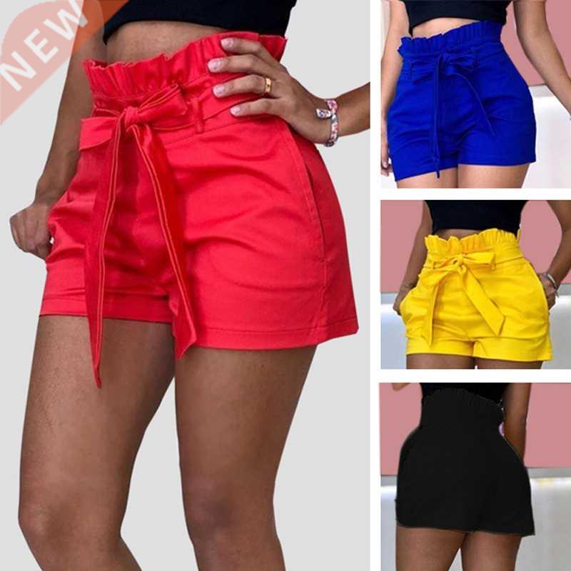 5XL Plus Size Women	s High Waist Shorts Pure Color Lo