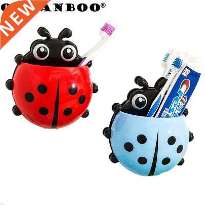 1 PC Cute Cartoon Ladybug Sucker Cup Toothbrush Holder Wall