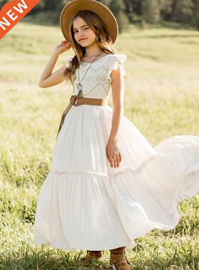 Summer Girls Lace Chiffon Dresses Kids Flower Girl Wedding P