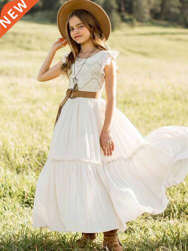 Summer Girls Lace Chiffon Dresses Kids Flower Girl Wedding P