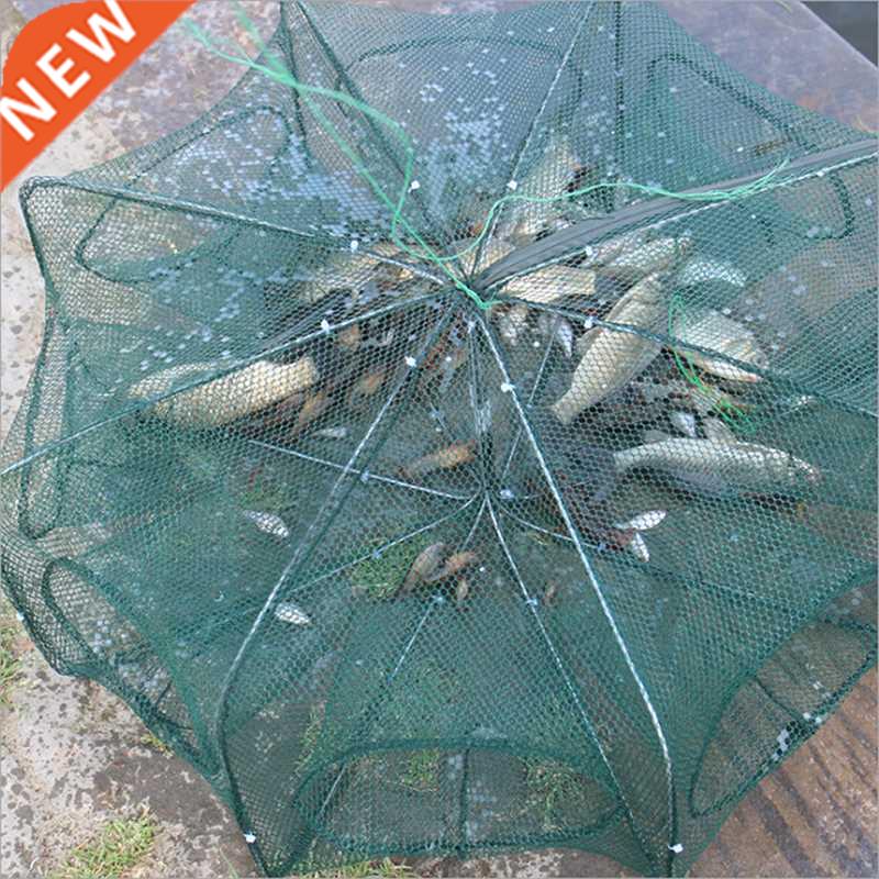 Portable 6 Holes Folded Hexagon Fishing Net Network Casting