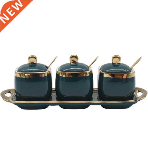 Northern European Light Luxury Emerald Ceramic Sugar Cans