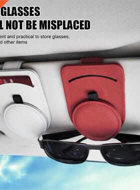 Leather Car Sun Visor Glasses Case Holder Sunglasses Clip Mo