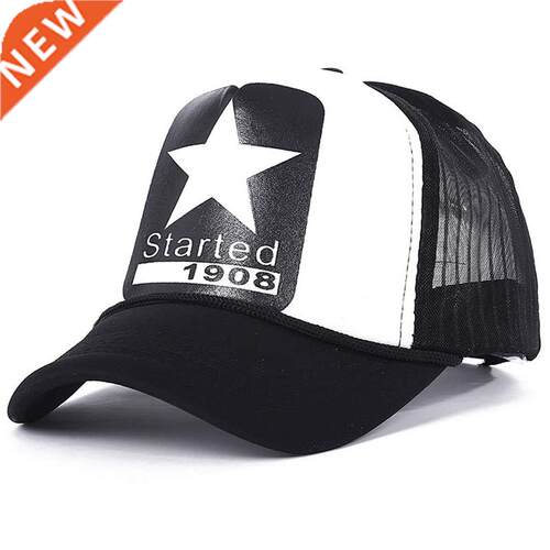 Summer justable Men's Mesh Trucker Cap Star Pattern Yellow