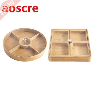 Bamboo Wooden Divided Serving Tray with Clear Acrylic Lid Dr
