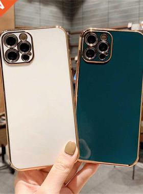 Ottwn Solid Plating Lens Protection Phone Case For iPhone 12