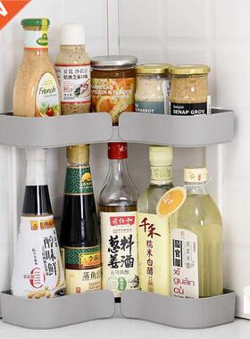 Double-Layer Corner Shelf Kitchen Organizer Spice Bottle