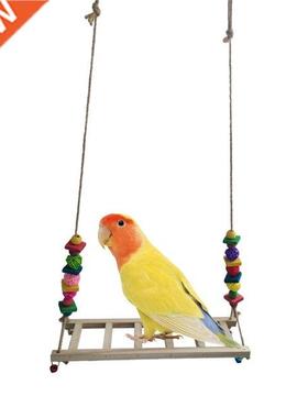 Wood Chicken Swing Perch Play Toy Cage Hanging Ladder Large