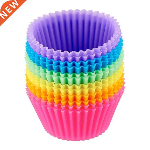 12pcs/Set Silicone Cke Mold Round Shped Muffin Cupcke Bk