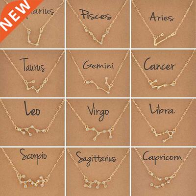 Cardboard Star Zodiac Sign 12 Constellation Necklaces Crysta