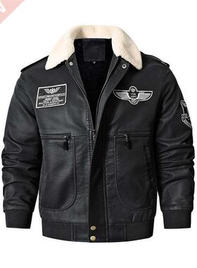 Men's Bomber Motorcycle Leather Jacket Vintage Brown Militar