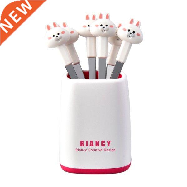 6pcs Bunny Fruit Picks For Kids Cute Cartoon Animal Food