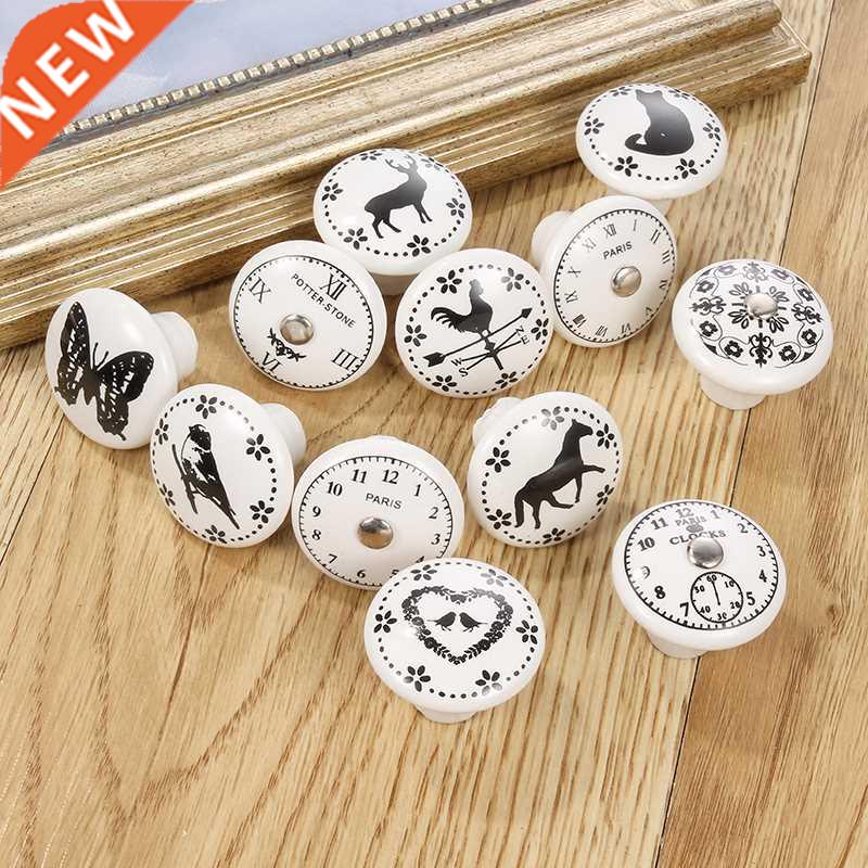 White Print Ceramic Door Knobs And Handles Furniture Drawer