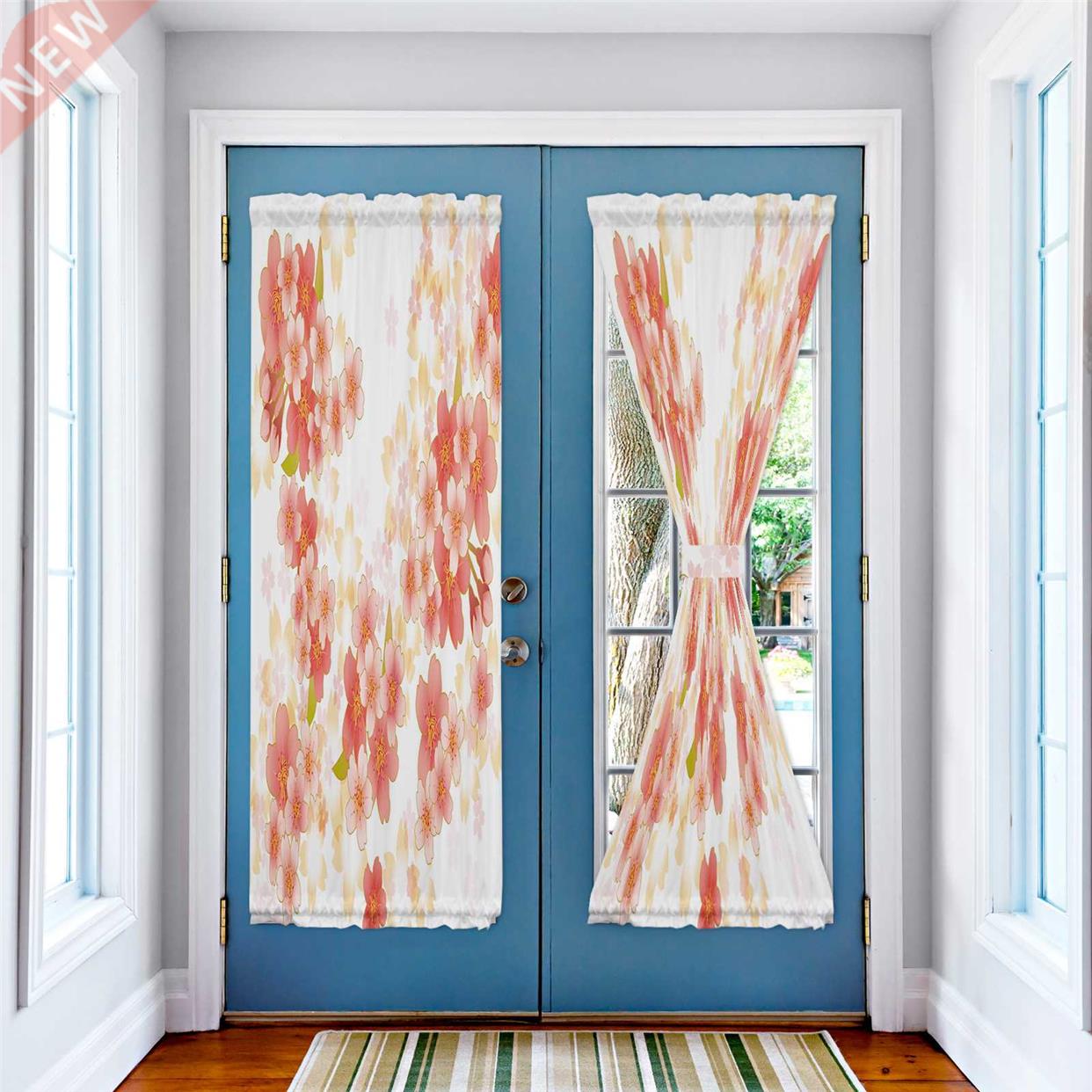 Japanese Flower Sakura Illustration Door Curtains for