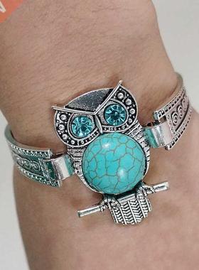 Classical Vintage Owl Turquoises Bracelet & Bangles for