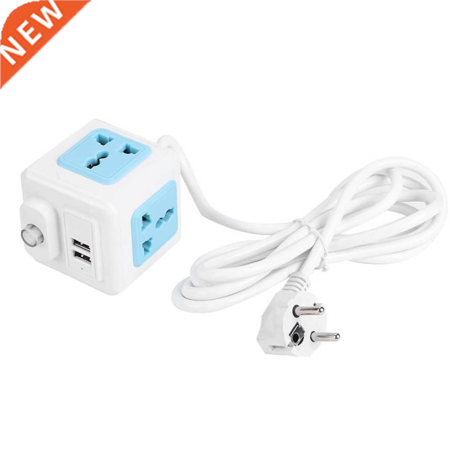 EU Plug Socket 4 Outlet 2 USB Charging Port Home Multifuncti