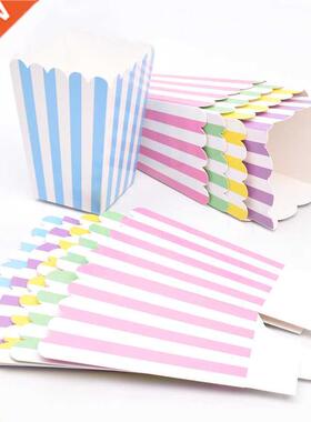 12pcs Paper Candy Popcorn Box/Cup Pink Blue Pastel Rainbow B