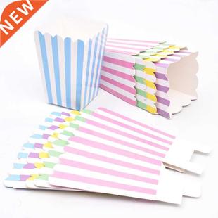 12pcs Paper Candy Popcorn Box/Cup Pink Blue Pastel Rainbow B