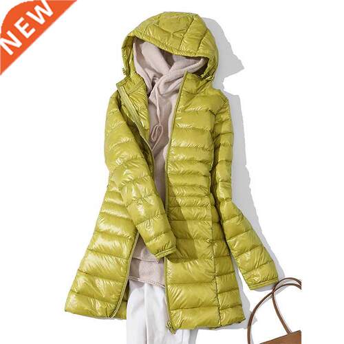 2021 New Winter Jackets Women White Duck Down Long Coat Fema