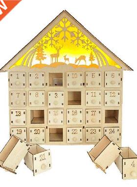 Elk Snowflake Wooden Christmas Countdown Calendar LED