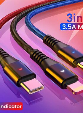 in1 LED USB Charging Cable for iPhone 1 12 11 Pro in1 2in