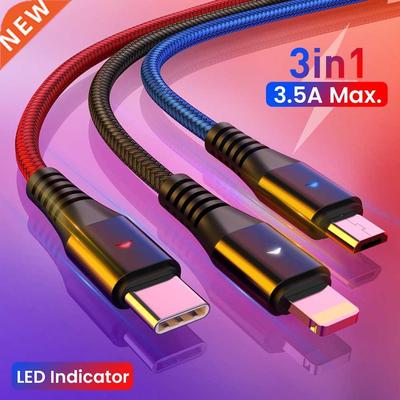 in1 LED USB Charging Cable for iPhone 1 12 11 Pro in1 2in