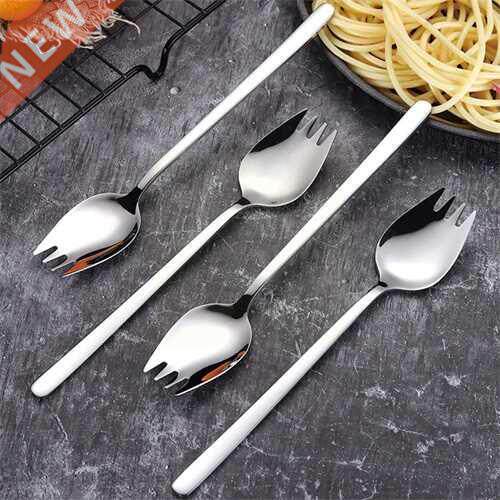 19cmFruit Fork Spoon Long Handle Steel Ice Cream Salad