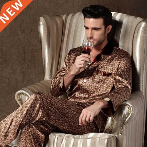 Mens Designer Pajamas for Men Nightwear Long Sleeve Sleep To