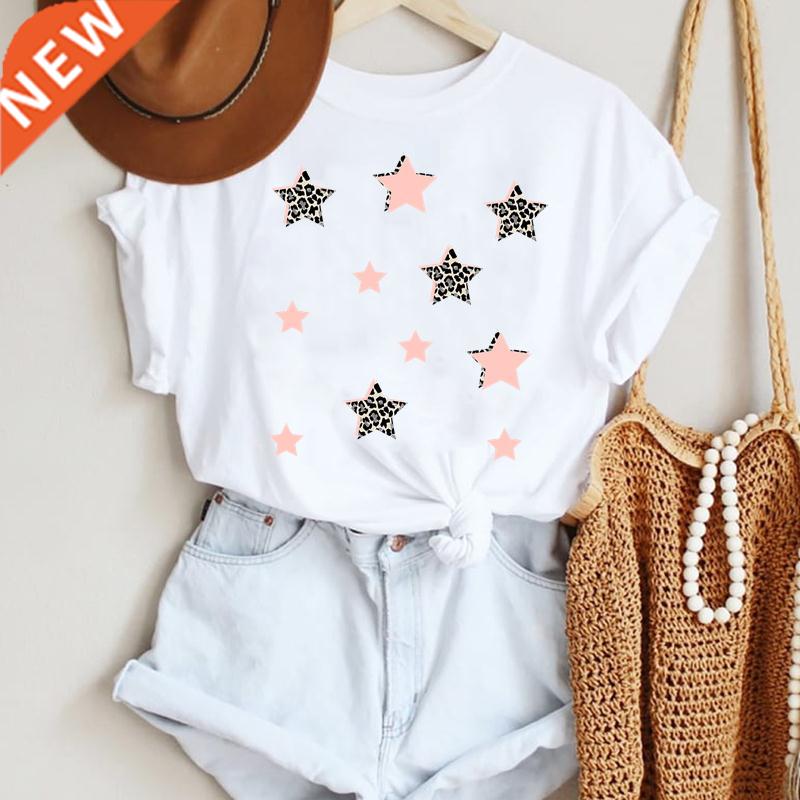 Women Cartoon Leopard Star Love Letter Trend 90s Fashion Sum