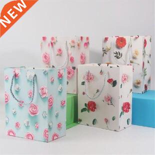 18*2*10cm 12pcs Red flowers Wedding paper bags Christmas