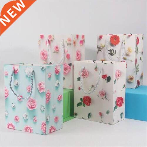 18*2*10cm 12pcs Red flowers Wedding paper bags Christmas