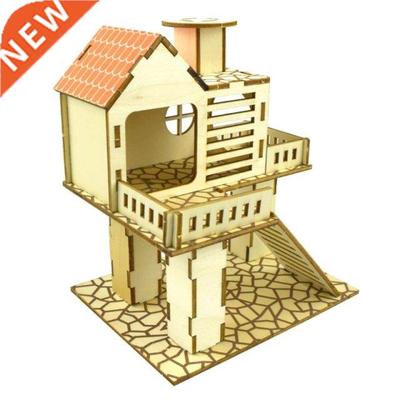 Hamster Hideout Wooden Hut Small Animals Multi Story Villa C