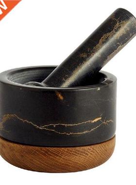 Handmade Luxury Black Marble Mortar Pestle Set Rustic Herb