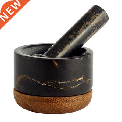 Handmade Luxury Black Marble Mortar Pestle Set Rustic Herb