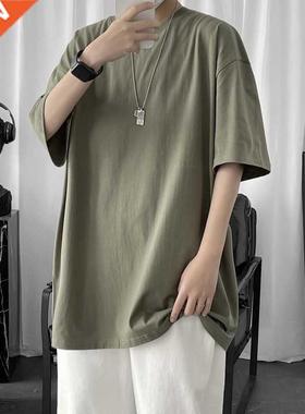 Hybskr 100% Cotton Men's T shirts 2022 Summer Solid Color Ca