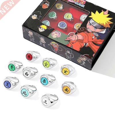 10pcs/SET Naruto Akatsuki Metal Rings Anime Itachi Figure Co