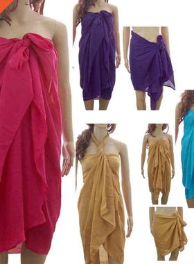 PLAIN LARGE SARONG BEACH POOL VER UP SWIMWEAR WRAP PAREO FRE