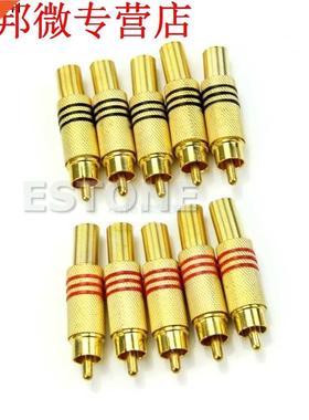 Newest 10PCS Gold Plated RCA Plug Audio Male Connector Metal