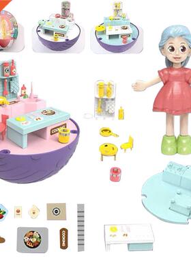 Plastic Mini Dollhouse Surprise Ball Scene Kitchen Model