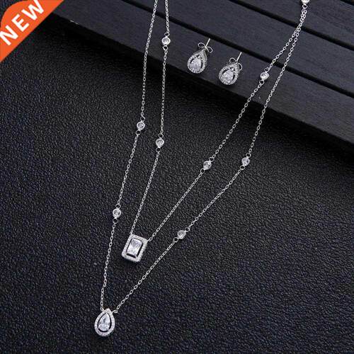ndy Wedding set 2pcs Necklace Earrings For Women Accessorie