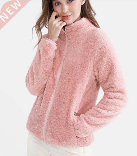 Women Solid Jacket Zipper Pocket Thick Sweatshirt Kangaroo P