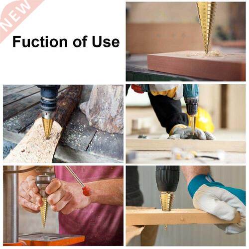 4Size HSS Titanium Coated Step Drill Bit Drilling Power Tool