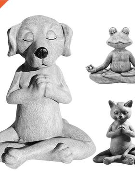 Meditation Yoga Dog Cat Statue Collectable Exquisite Small