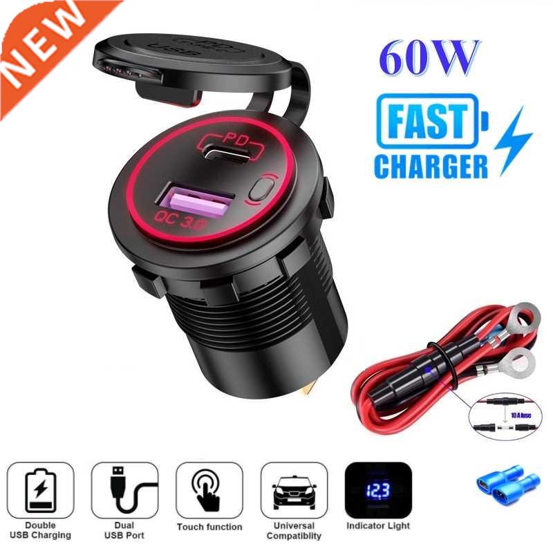 60W PD Type C/QC 3.0 USB C Chger with Switch Socket Powe